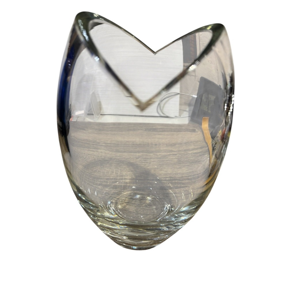 Tarnow 9" Vase Crystal Cut Glass Vintage Contemporary Modernist Hand Blown clear